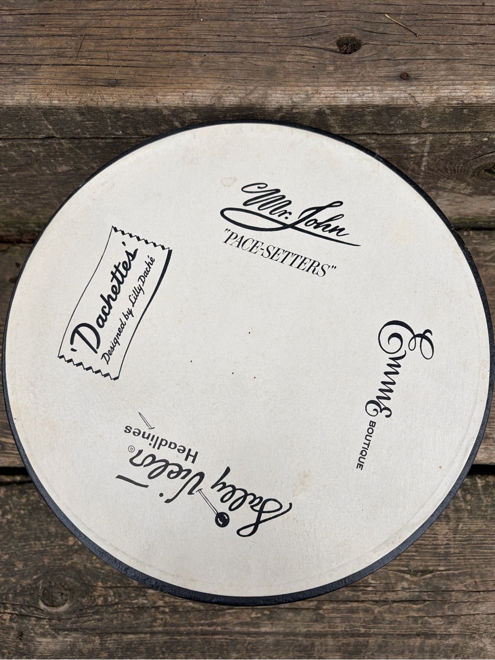 Vintage Mr. John Hat Box White with Black Trim